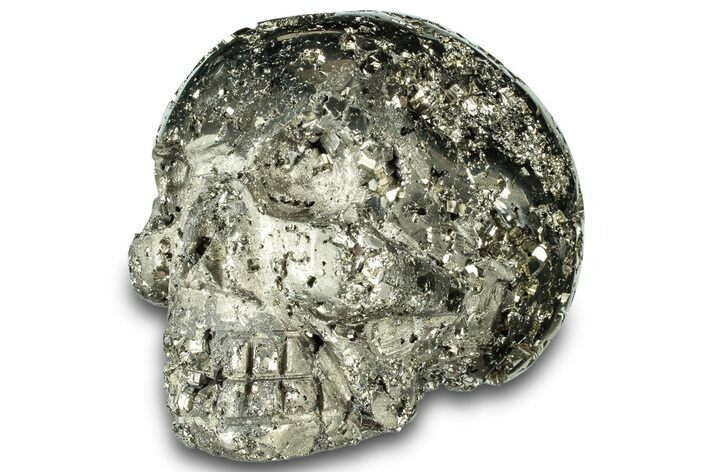 Polished Pyrite Skull With Pyritohedral Crystals #301486